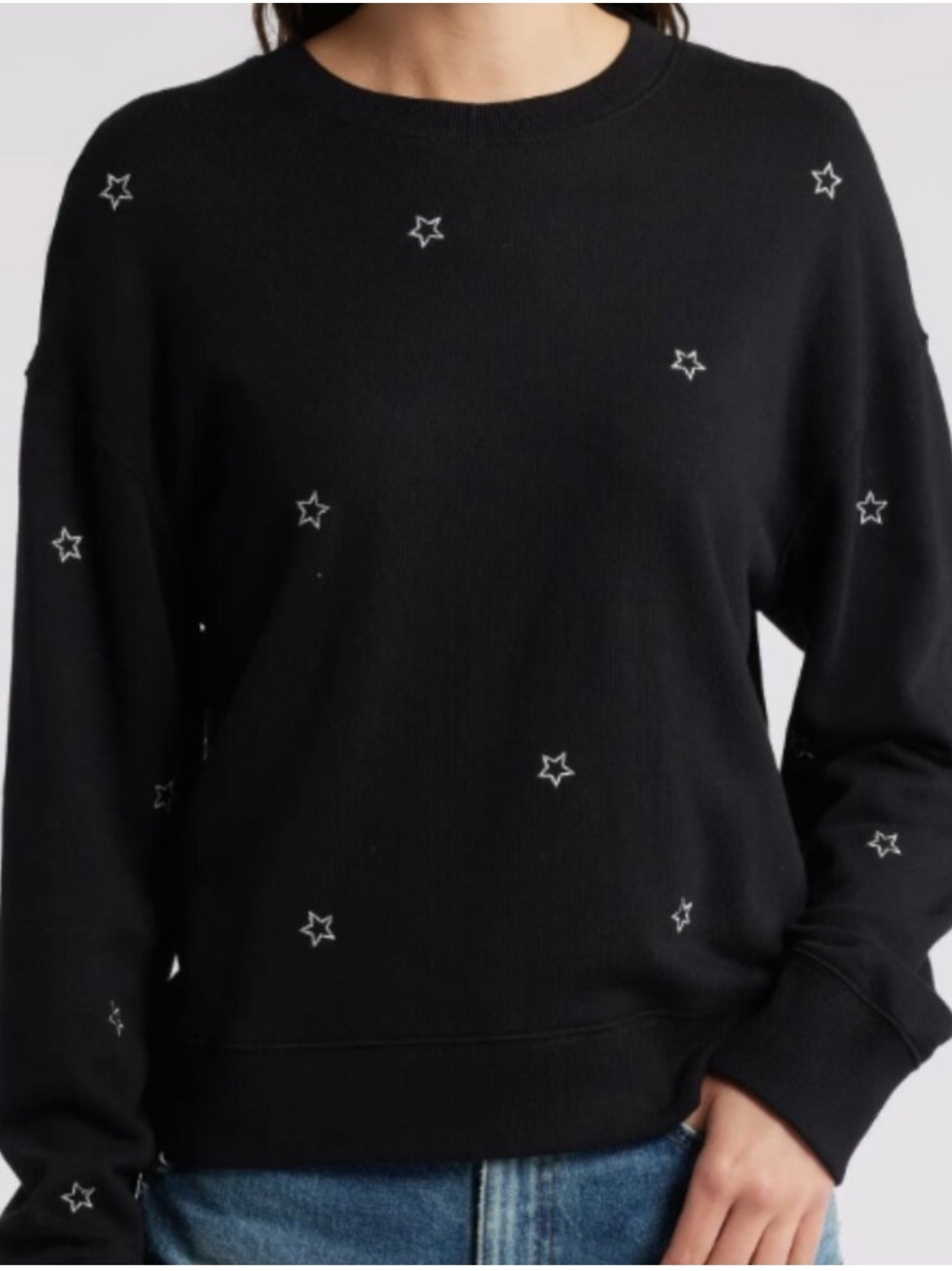 Rails Ramona Black Silver Star Sweatshirt Embroidered Glitter Halloween Fall